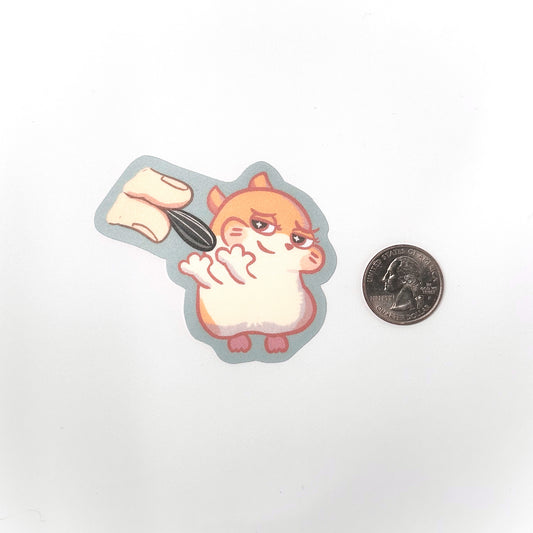 Shy Hamster Vinyl Sticker