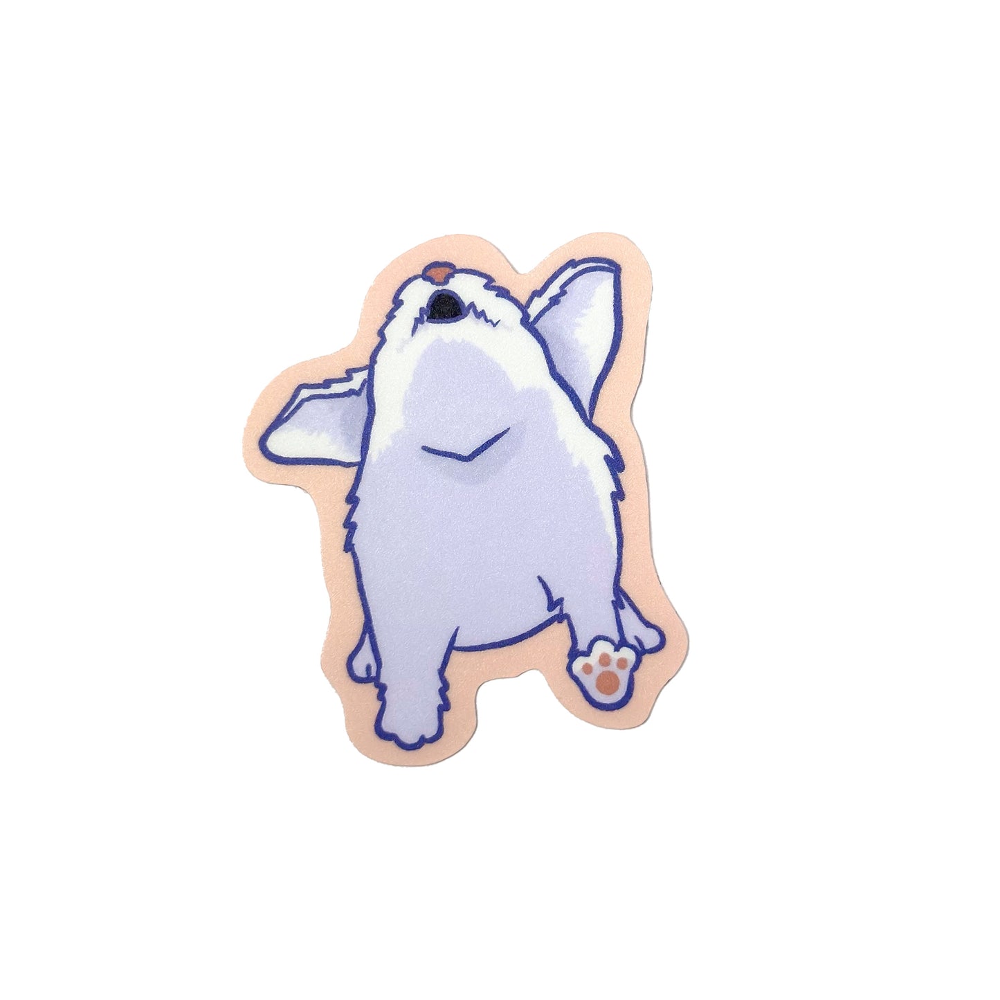 White Asian Dog Barking Vinyl Sticker