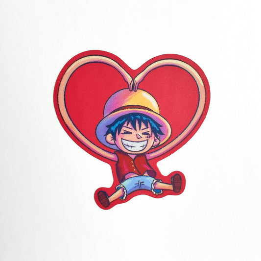 Luffy Making a Heart Vinyl Sticker