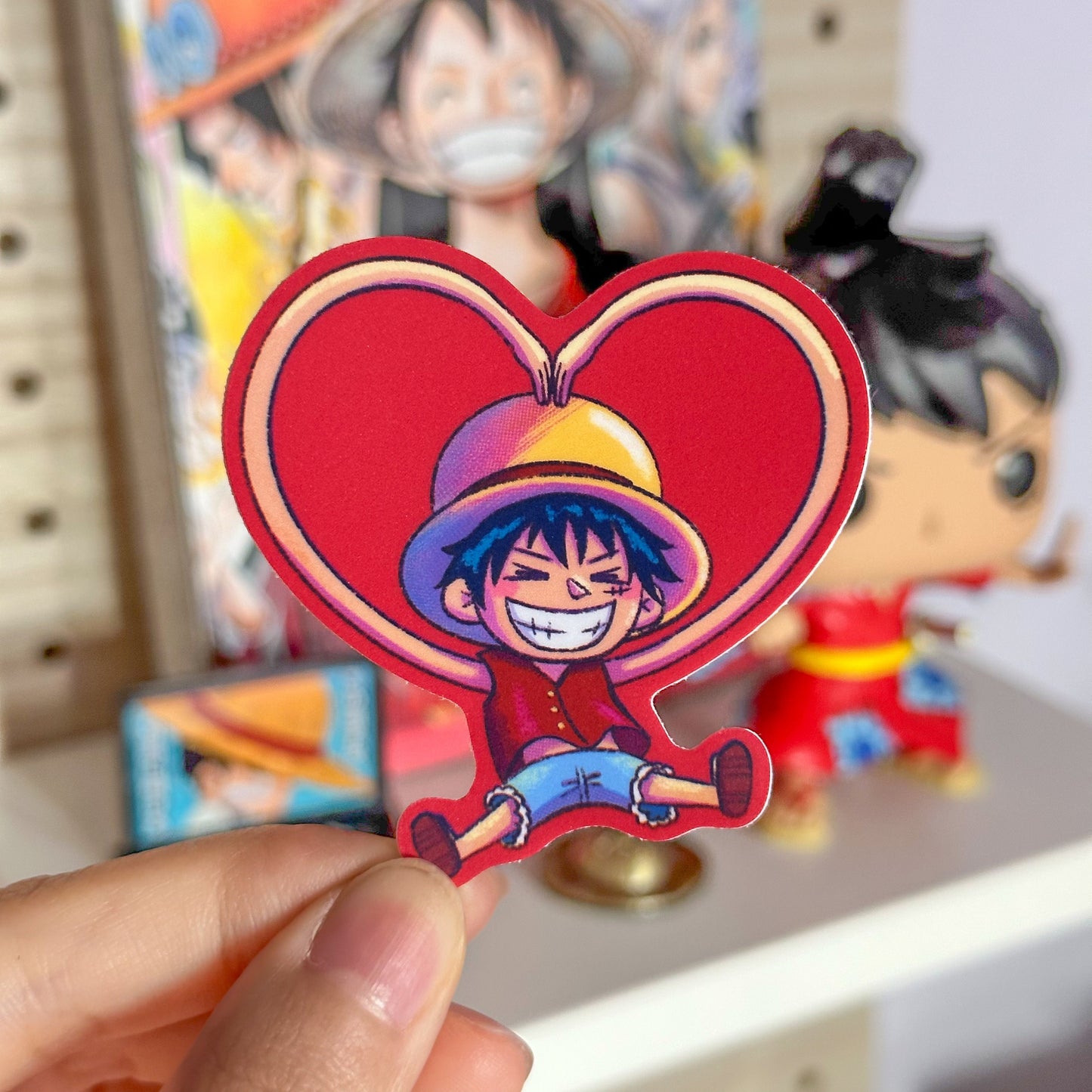 Luffy Making a Heart Vinyl Sticker