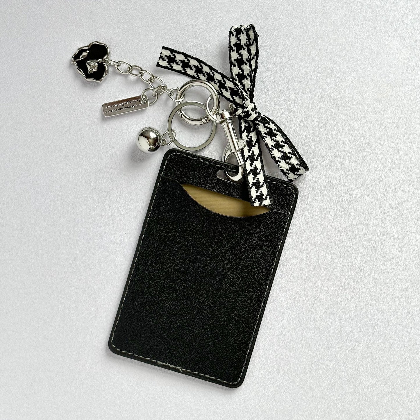 Photo Card Holder with Stylish Keychain Charm
