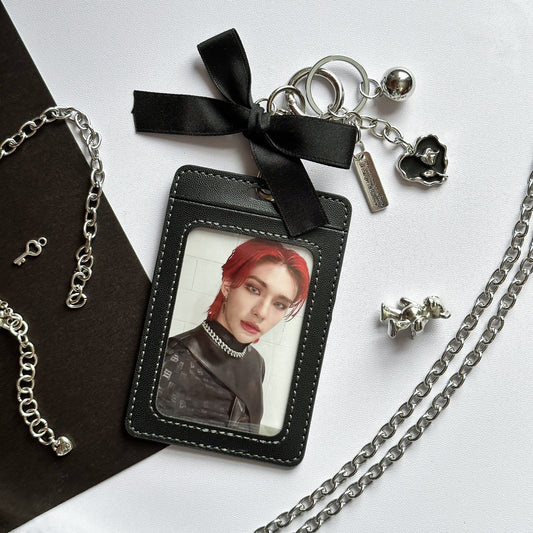 Photo Card Holder with Stylish Keychain Charm