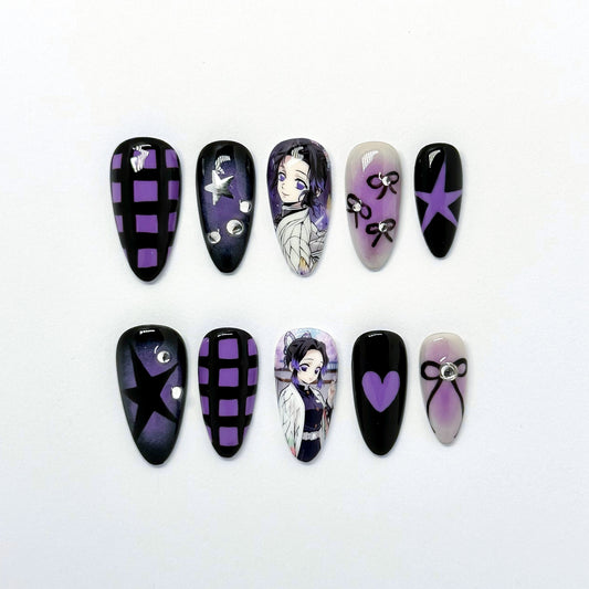 Kpop Trendy Purple Nail Set (Custom Photos)