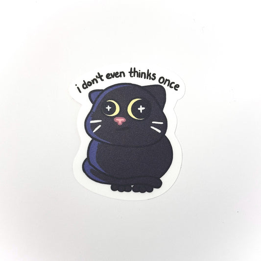 No Brain Cat Vinyl Sticker