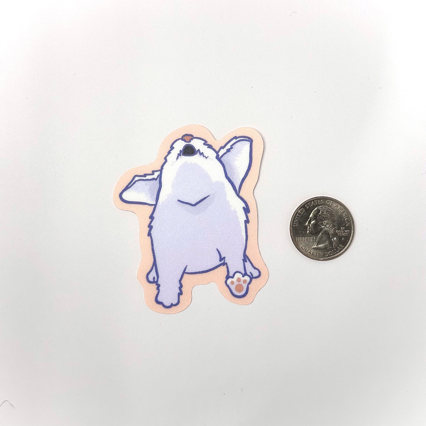 White Asian Dog Barking Vinyl Sticker