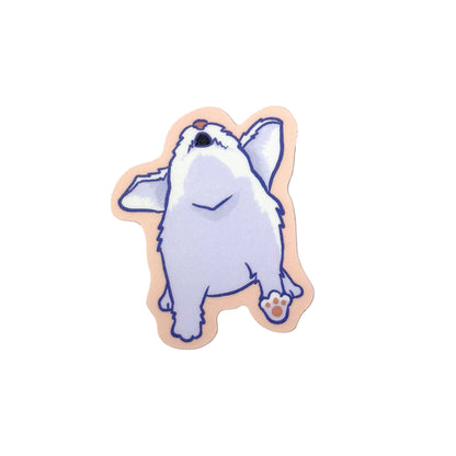 White Asian Dog Barking Vinyl Sticker