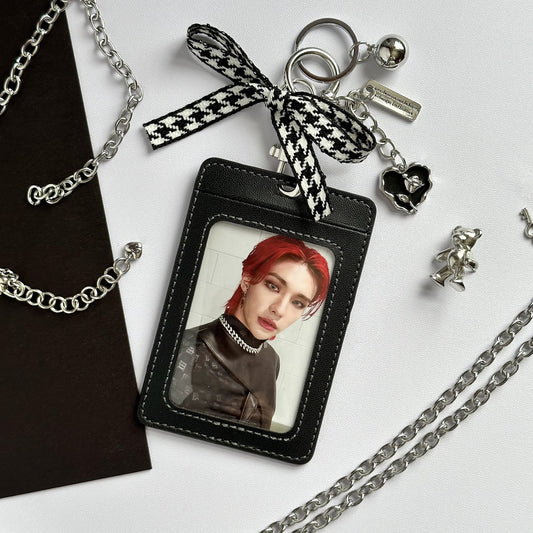 Photo Card Holder with Stylish Keychain Charm
