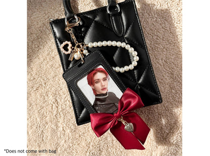 Photocard Holder with Pearl Keychain and Bow