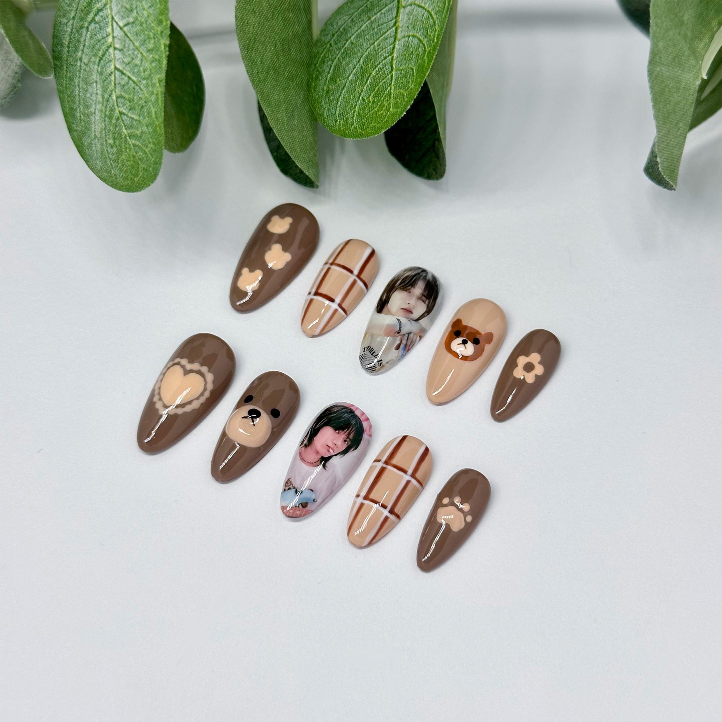 Kpop Cute Bear Nail Set (Custom Photos)