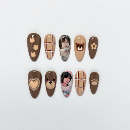 Kpop Cute Bear Nail Set (Custom Photos)
