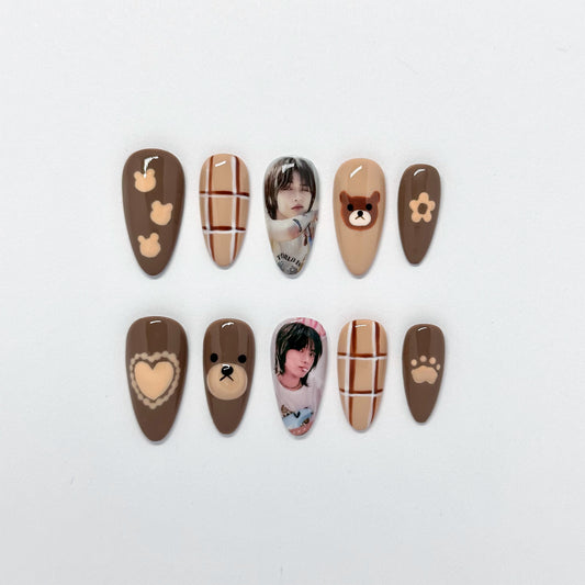Kpop Cute Bear Nail Set (Custom Photos)