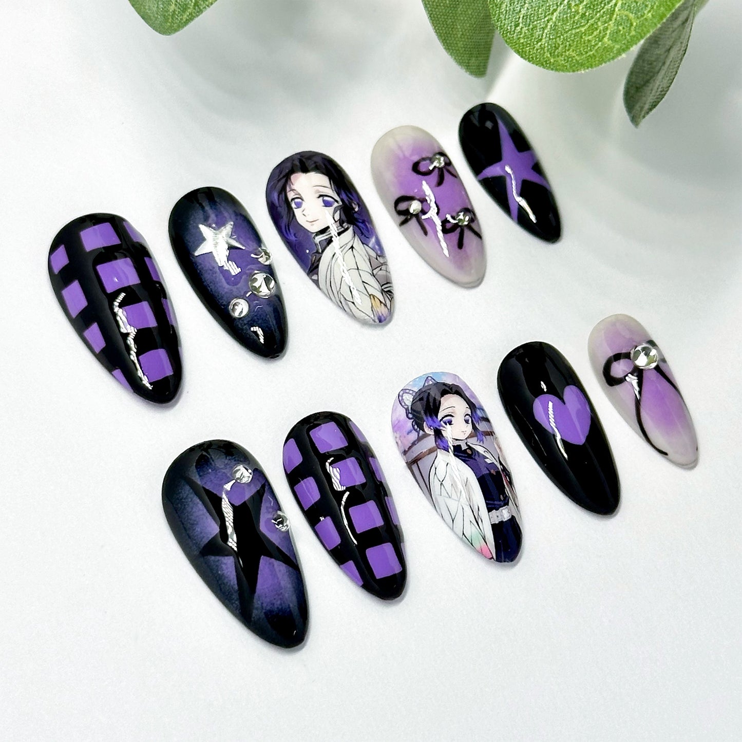 Kpop Trendy Purple Nail Set (Custom Photos)