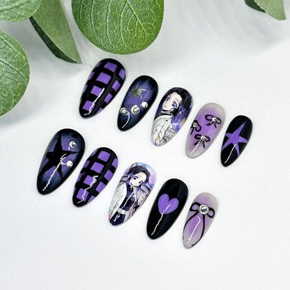 Kpop Trendy Purple Nail Set (Custom Photos)