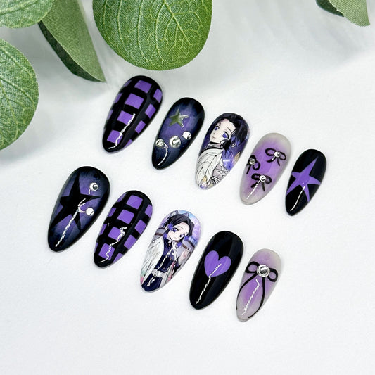Kpop Trendy Purple Nail Set (Custom Photos)