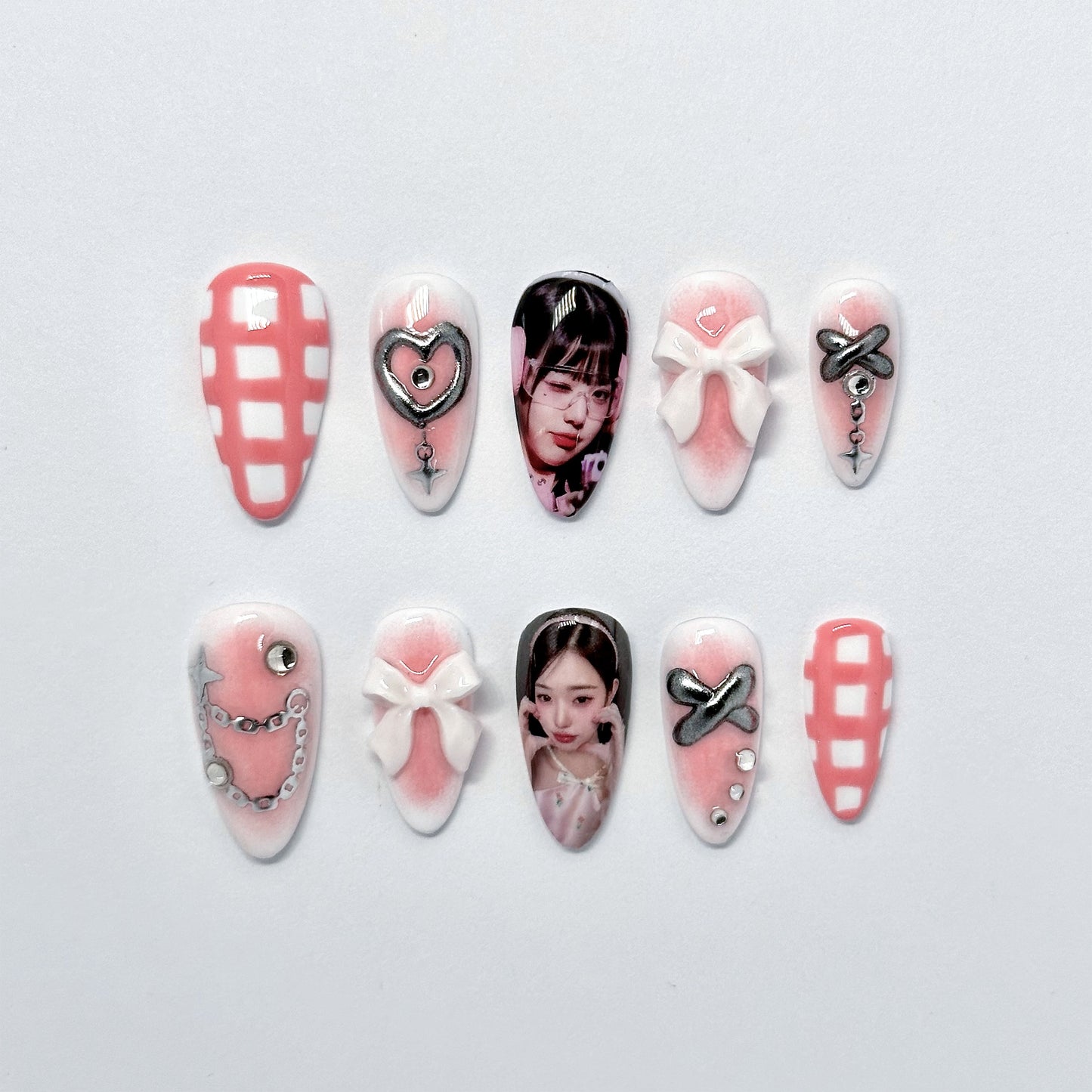 Kpop Cute Pink Nail Set (Custom Photos)