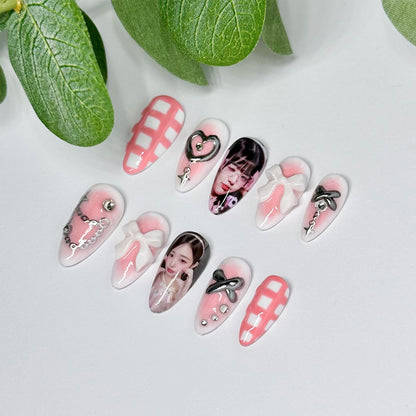 Kpop Cute Pink Nail Set (Custom Photos)